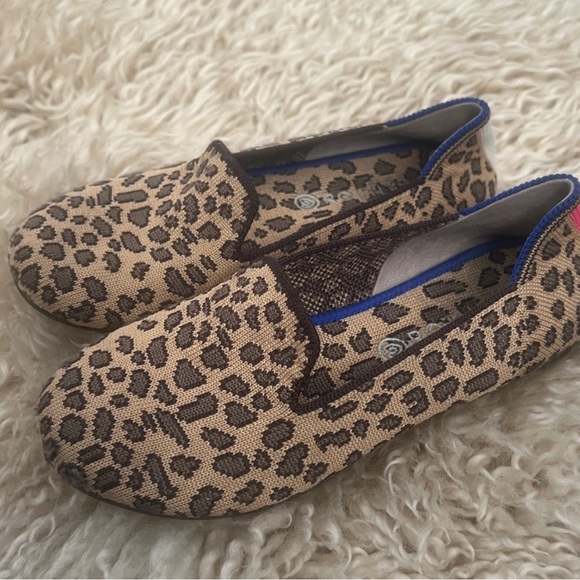 Rothy's Leopard Patterned Slip-Ons with Blue and Pink Accents - Picture 3 of 13